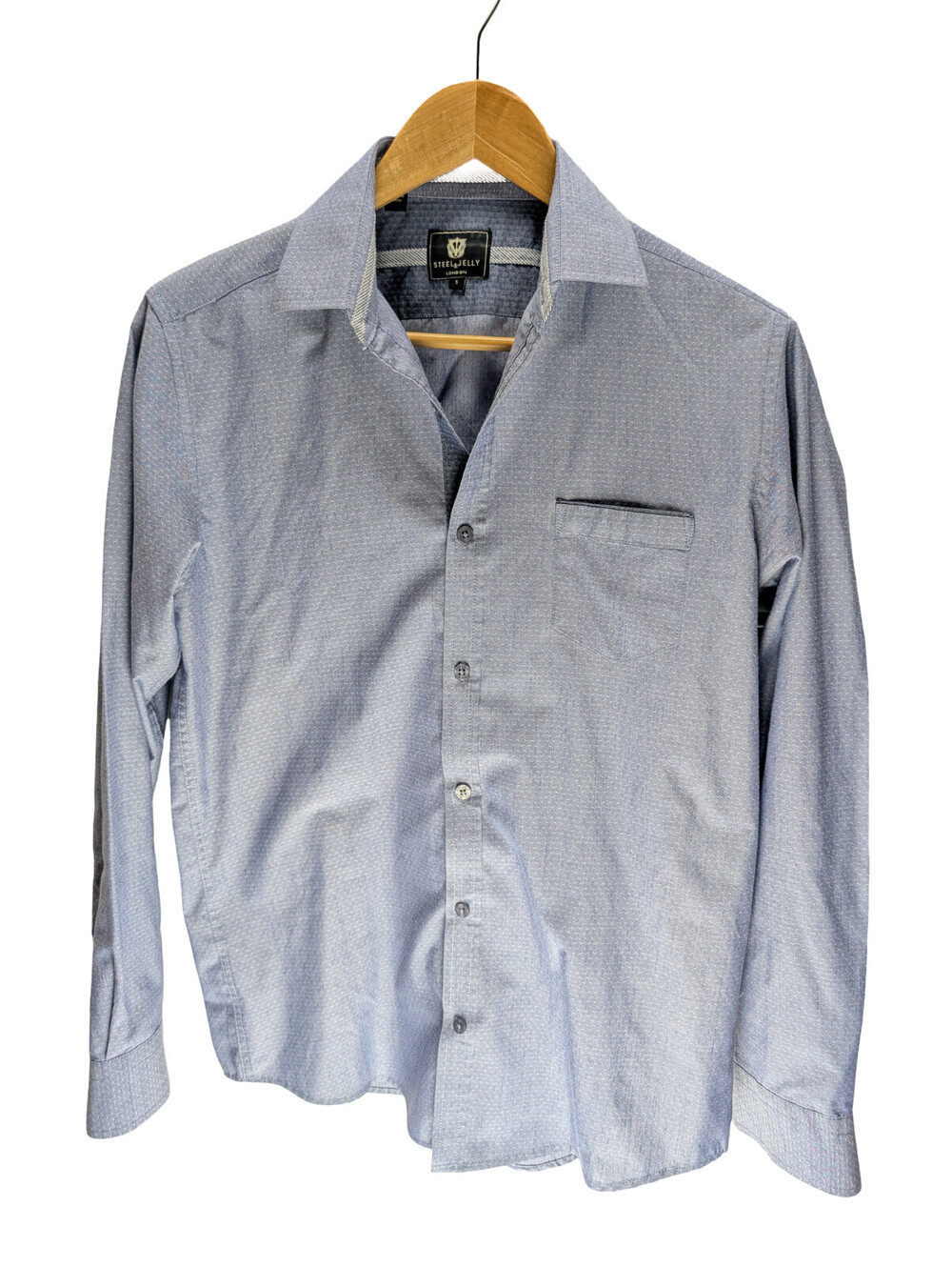 Steel & Jelly London Men Small Blue Micro Print Button Down